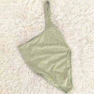 Nwt Zara french terry one shoulder bodysuit